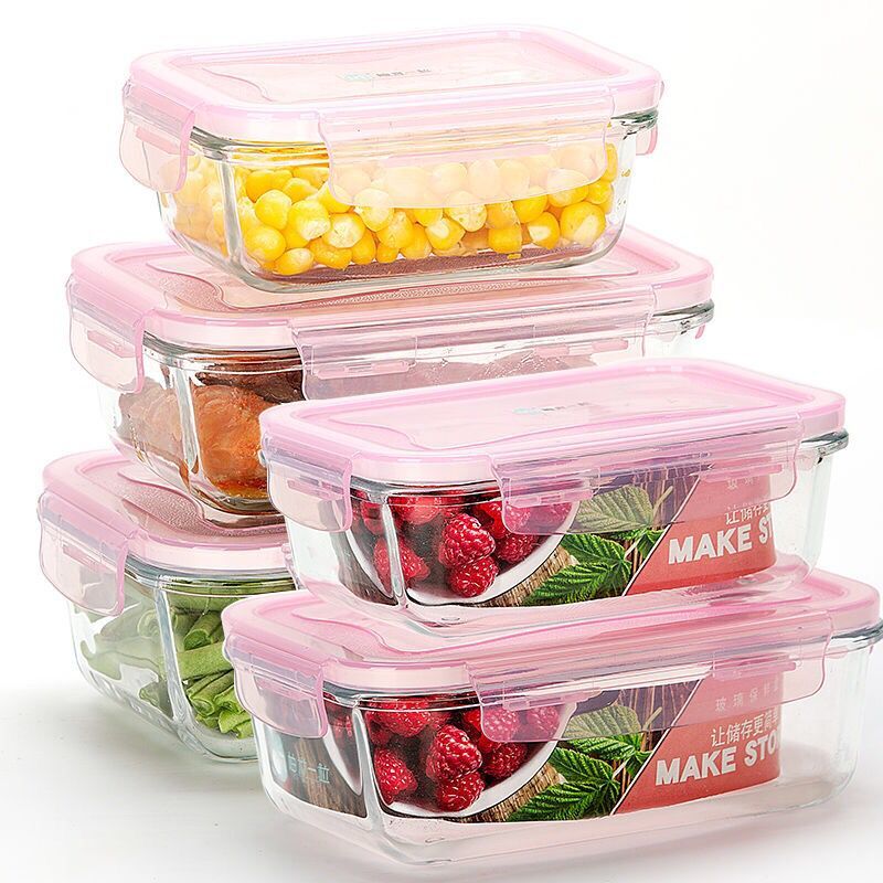 Health Wellness Solutions - 3ชิ้น/เตาอบไมโครเวฟความร้อนกล่องอาหารกลางวันสำหรับ Office Worker Leakproof กล่องอาหารกลางวันแก้วชุดรอบฝาปิดซีลสุขภาพอาหาร