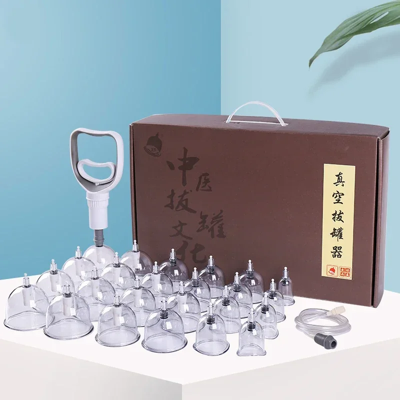 Cupping Therapy Set - 24 ถ้วยสูญญากาศ Cupping ชุดนวดจีนการฝังเข็มดูดบําบัดถ้วยปั๊ม Body Cupping
