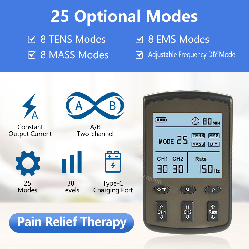 Tens Pain Relief Unit - เครื่องนวดชีพจรอิเล็กทรอนิกส์แบบ Dual Channel Tens Unit เครื่องกระตุ้นกล้ามเนื้อเครื่อง