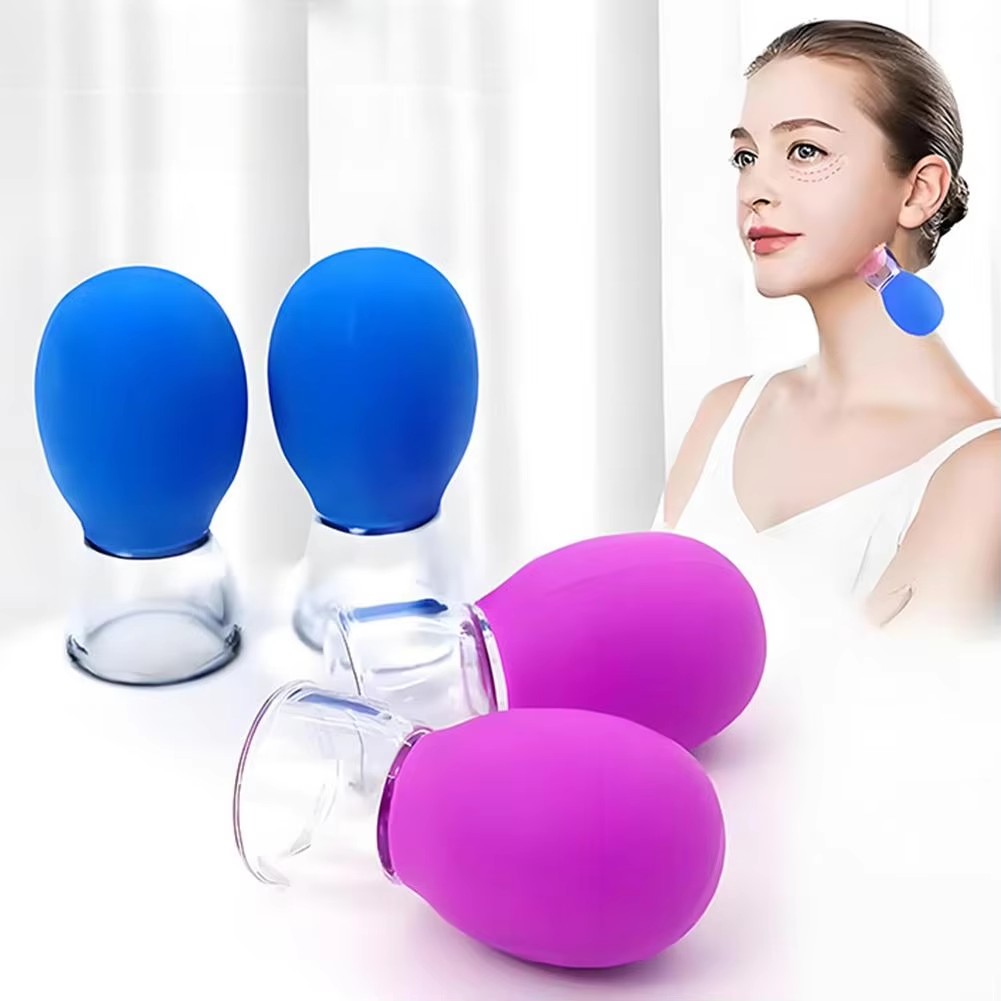 Cupping Therapy Set - ชุดถ้วยนวดหน้า 2/4 ชิ้น ถ้วยดูดหน้า ลดเซลลูไลท์ ถ้วยซิลิโคน